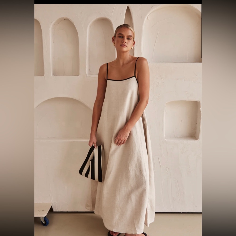 Temu Tied Back Contrast Strap Cami Dress